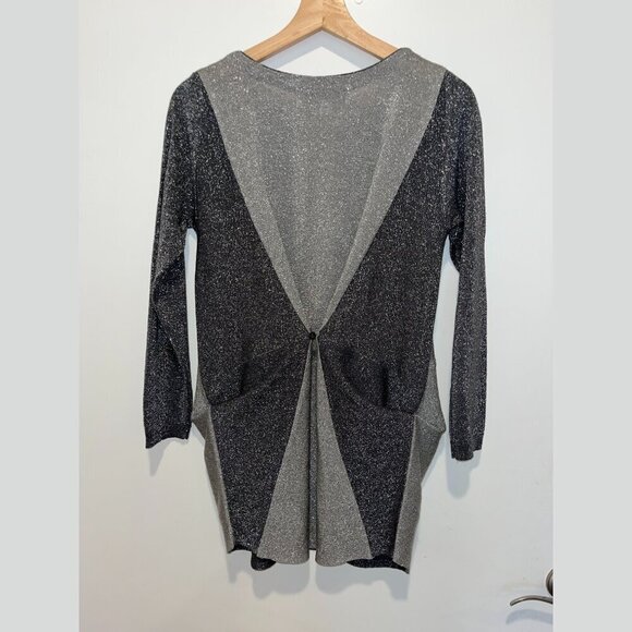 Badgley Mischka Gray & Black Long Sleeve Sparkle Bodycon Dress Women’s Size M - Picture 4 of 9